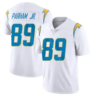 Donald Parham Jr. Los Angeles Chargers Game-Used #89 White Jersey vs.  Philadelphia Eagles on November 7 2021